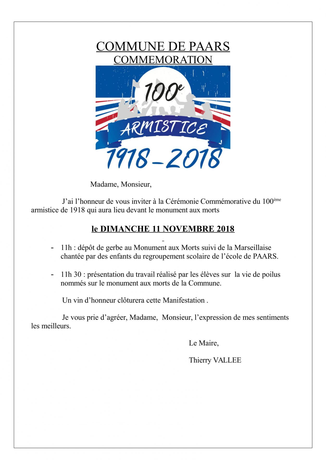 Cérémonie du 11 Novembre 2018